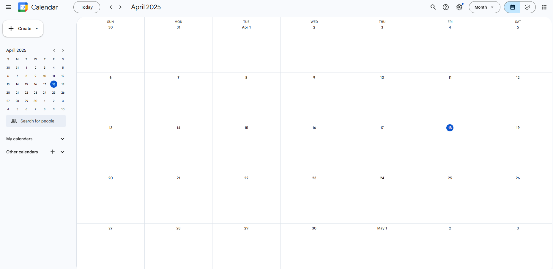 Google Calendar Website Preview
